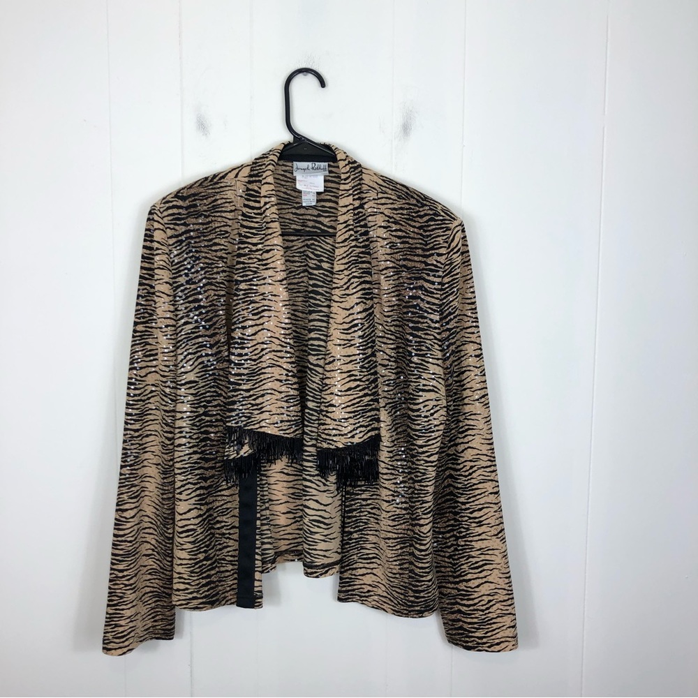 Vintage Joseph Ribkoff Leopard Print Sequinned Jacket‎ Sz L